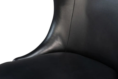 Norwood Onyx Black Leather Dining Chair - LOOMLAN - Sarreid - Dining Chairs
