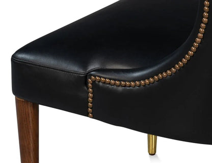 Norwood Onyx Black Leather Dining Chair - LOOMLAN - Sarreid - Dining Chairs