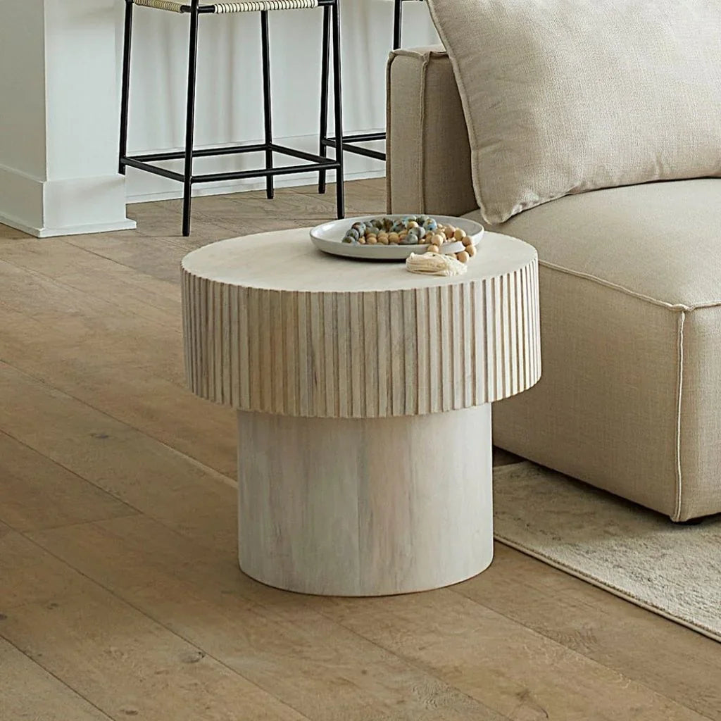 Notch Wooden Round Side Table - LOOMLAN - Jamie Young - Side Tables