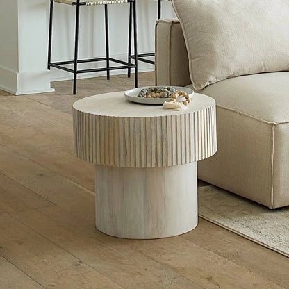 Notch Wooden Round Side Table - LOOMLAN - Jamie Young - Side Tables