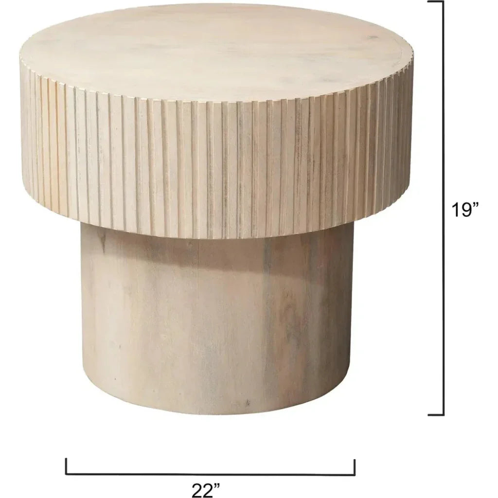Notch Wooden Round Side Table - LOOMLAN - Jamie Young - Side Tables