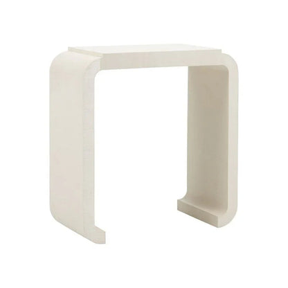 Notched Grasscloth Covered Waterfall Console Table - LOOMLAN - Wildwood - Console Tables