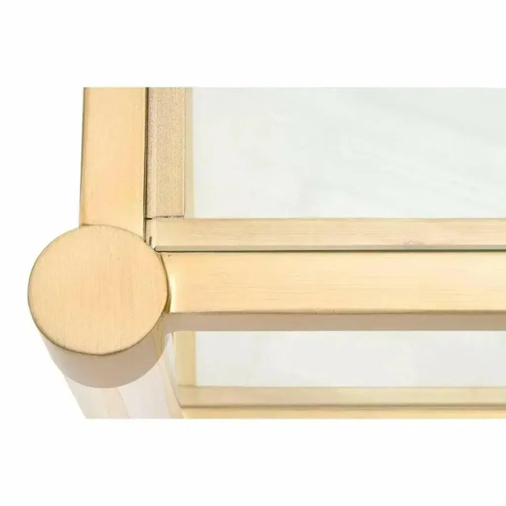 Nouveau Console Table With Shelves Brass Lucite Glass - LOOMLAN - Essentials For Living - Console Tables