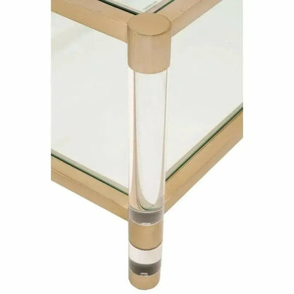 Nouveau End Table With Shelves Brass Lucite Glass - LOOMLAN - Essentials For Living - Side Tables