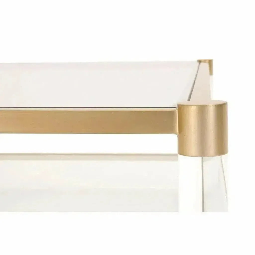 Nouveau End Table With Shelves Brass Lucite Glass - LOOMLAN - Essentials For Living - Side Tables