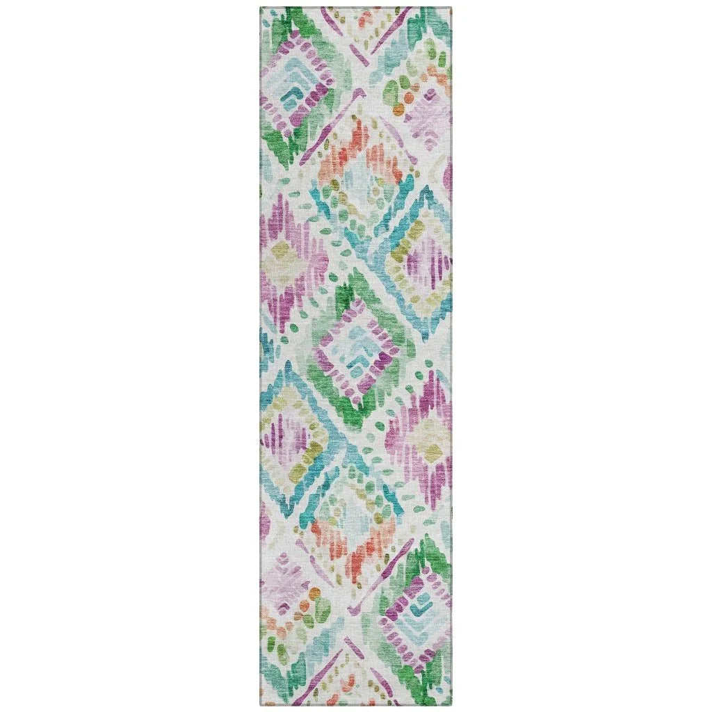 Nova Teal Washable Indoor-Outdoor Rug-Outdoor Rugs-LOOMLAN Rugs-2'3" x 7'6"-LOOMLAN