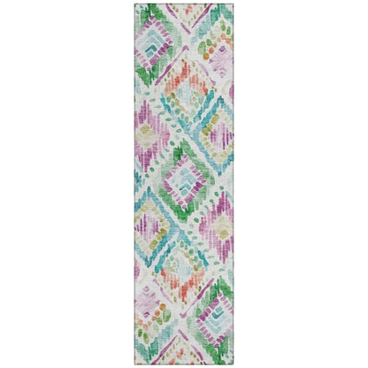 Nova Teal Washable Indoor-Outdoor Rug-Outdoor Rugs-LOOMLAN Rugs-2'3" x 7'6"-LOOMLAN