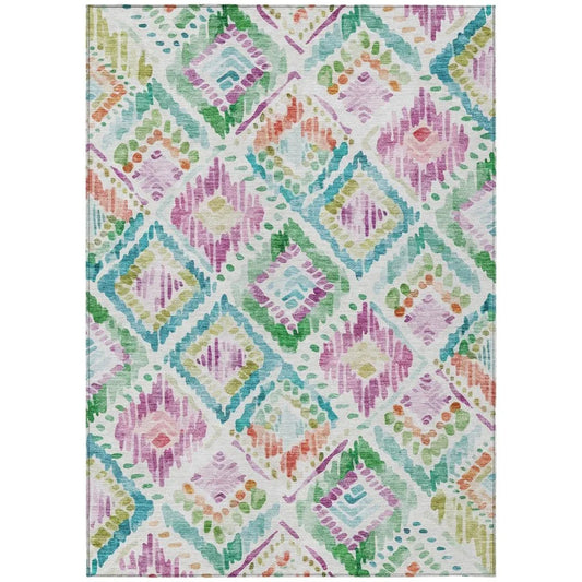 Nova Teal Washable Indoor-Outdoor Rug-Outdoor Rugs-LOOMLAN Rugs-2'6" x 3'10"-LOOMLAN