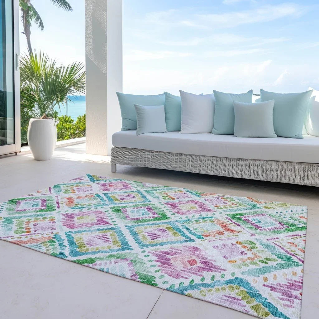 Nova Teal Washable Indoor-Outdoor Rug-Outdoor Rugs-LOOMLAN Rugs-LOOMLAN