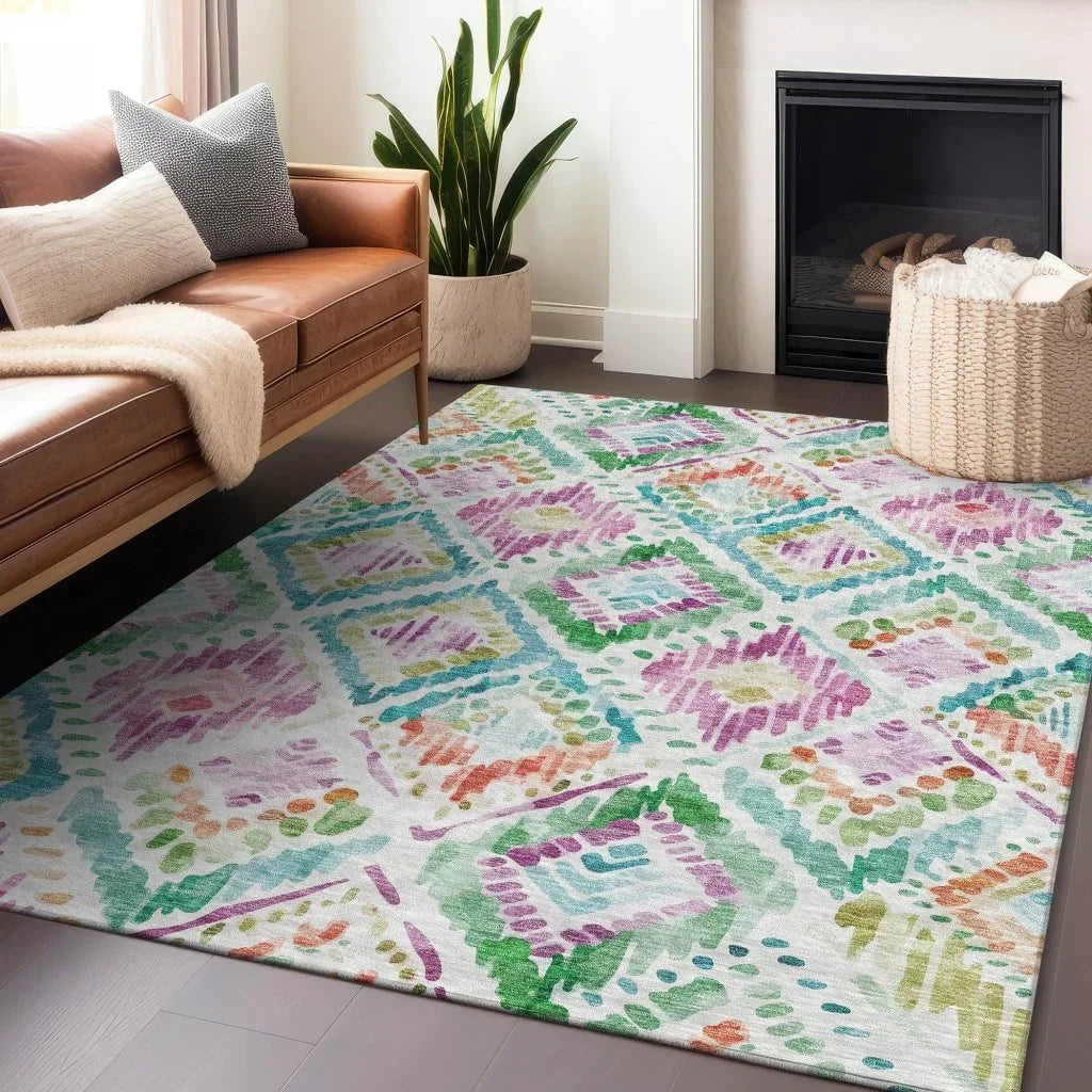 Nova Teal Washable Indoor-Outdoor Rug-Outdoor Rugs-LOOMLAN Rugs-LOOMLAN