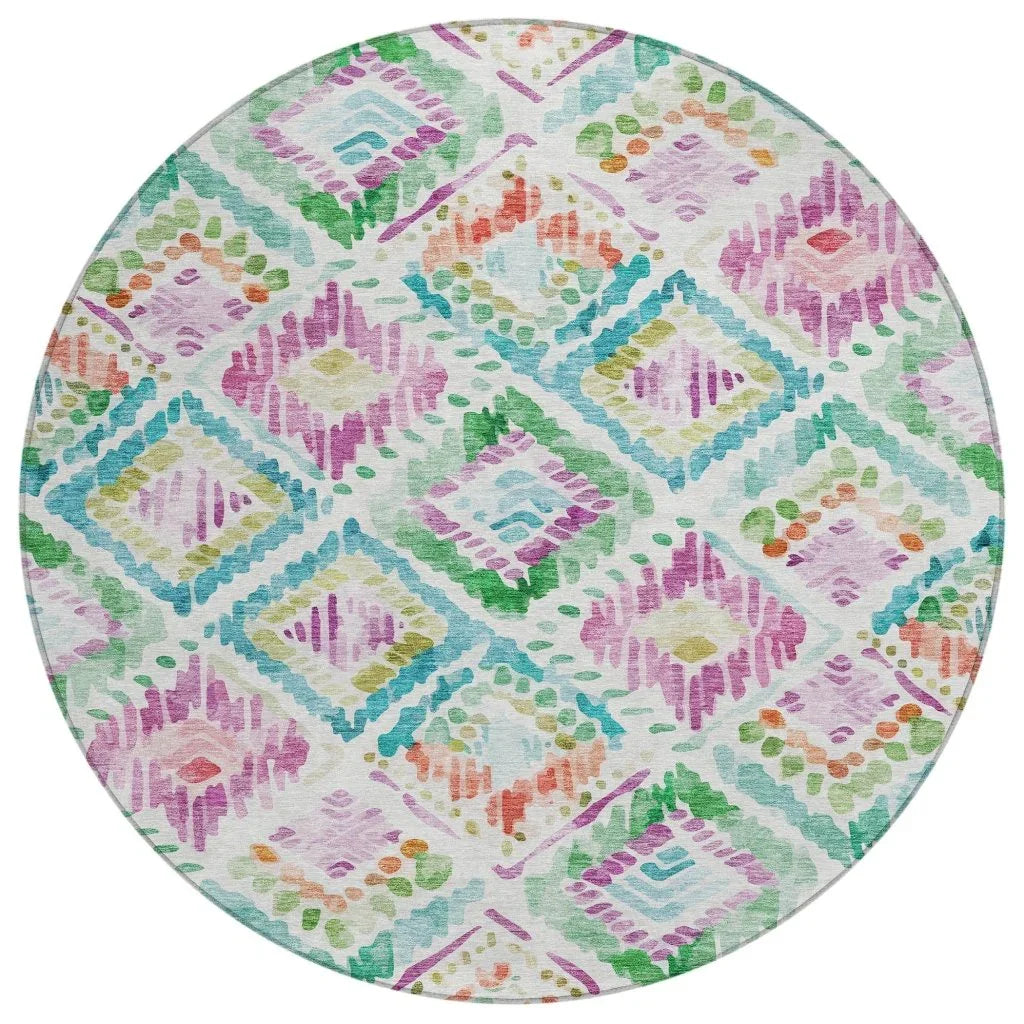 Nova Teal Washable Indoor-Outdoor Rug-Outdoor Rugs-LOOMLAN Rugs-8' x 8'-LOOMLAN