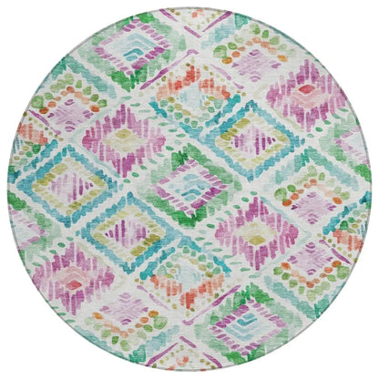 Nova Teal Washable Indoor-Outdoor Rug-Outdoor Rugs-LOOMLAN Rugs-8' x 8'-LOOMLAN