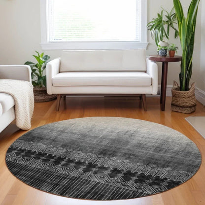Novelle Black Washable Indoor-Outdoor Rug-Outdoor Rugs-LOOMLAN Rugs-LOOMLAN