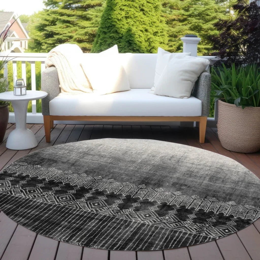 Novelle Black Washable Indoor-Outdoor Rug-Outdoor Rugs-LOOMLAN Rugs-LOOMLAN