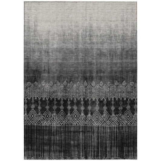 Novelle Black Washable Indoor-Outdoor Rug-Outdoor Rugs-LOOMLAN Rugs-2'6" x 3'10"-LOOMLAN