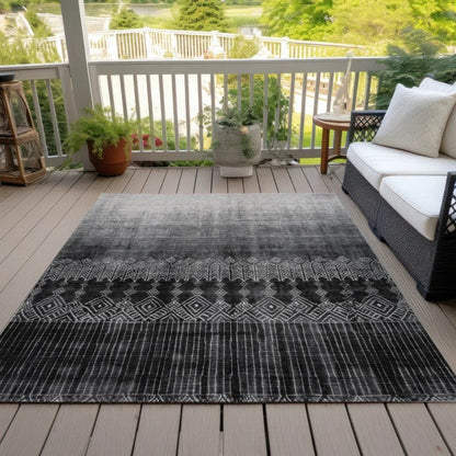Novelle Black Washable Indoor-Outdoor Rug-Outdoor Rugs-LOOMLAN Rugs-LOOMLAN