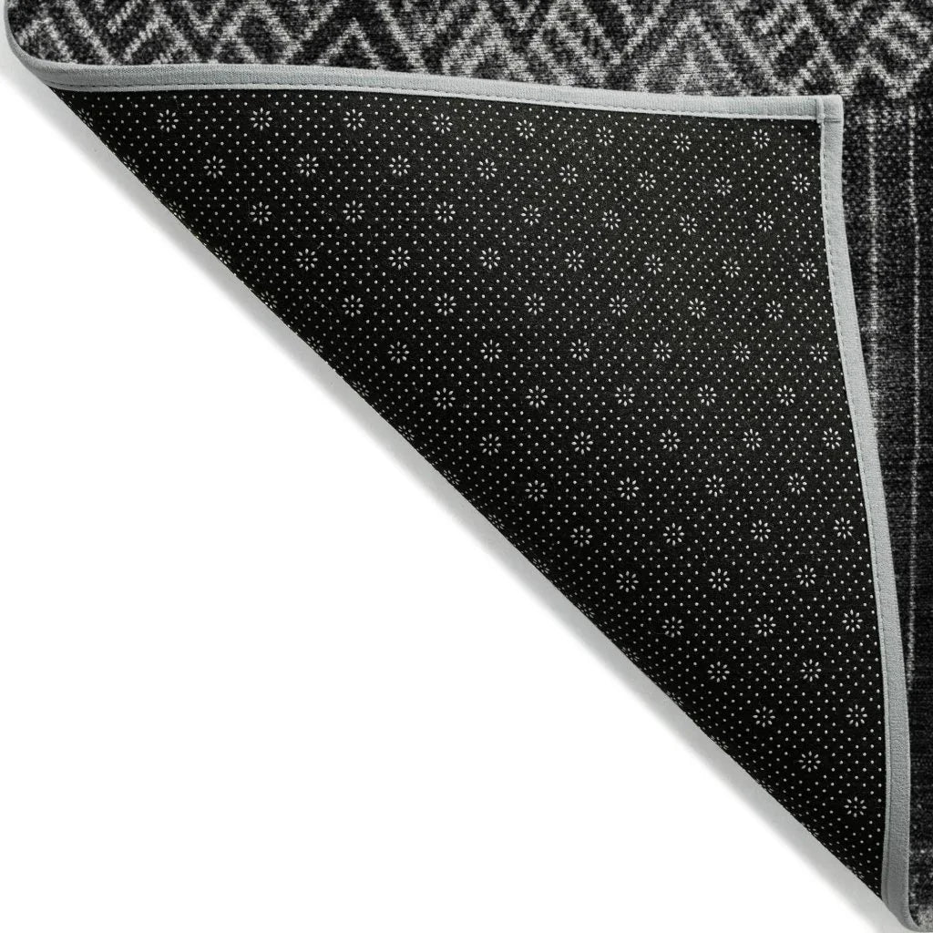 Novelle Black Washable Indoor-Outdoor Rug-Outdoor Rugs-LOOMLAN Rugs-LOOMLAN