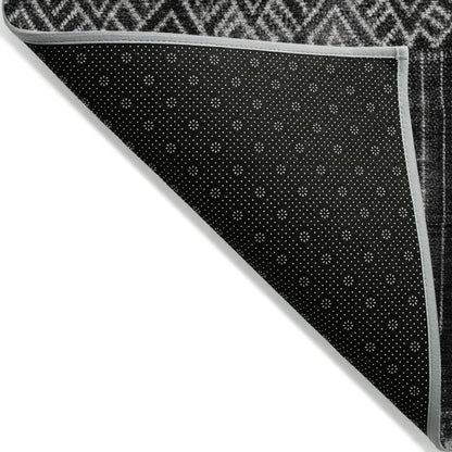 Novelle Black Washable Indoor-Outdoor Rug-Outdoor Rugs-LOOMLAN Rugs-LOOMLAN