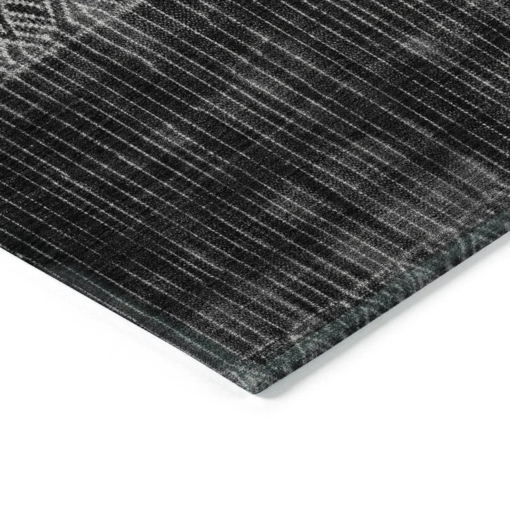 Novelle Black Washable Indoor-Outdoor Rug-Outdoor Rugs-LOOMLAN Rugs-LOOMLAN