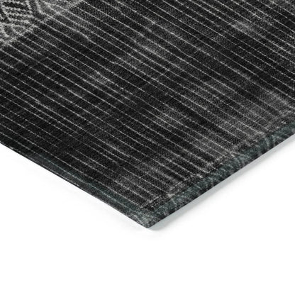 Novelle Black Washable Indoor-Outdoor Rug-Outdoor Rugs-LOOMLAN Rugs-LOOMLAN
