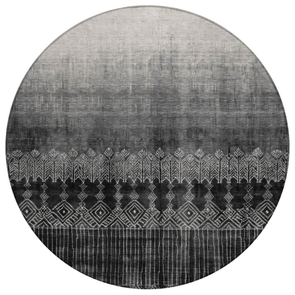 Novelle Black Washable Indoor-Outdoor Rug-Outdoor Rugs-LOOMLAN Rugs-8' x 8'-LOOMLAN