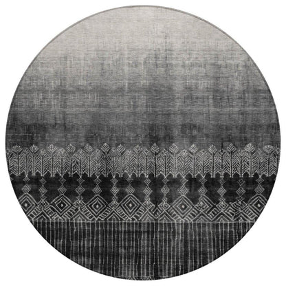 Novelle Black Washable Indoor-Outdoor Rug-Outdoor Rugs-LOOMLAN Rugs-8' x 8'-LOOMLAN