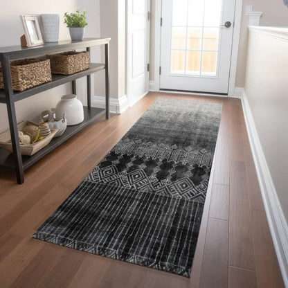 Novelle Black Washable Indoor-Outdoor Rug-Outdoor Rugs-LOOMLAN Rugs-LOOMLAN