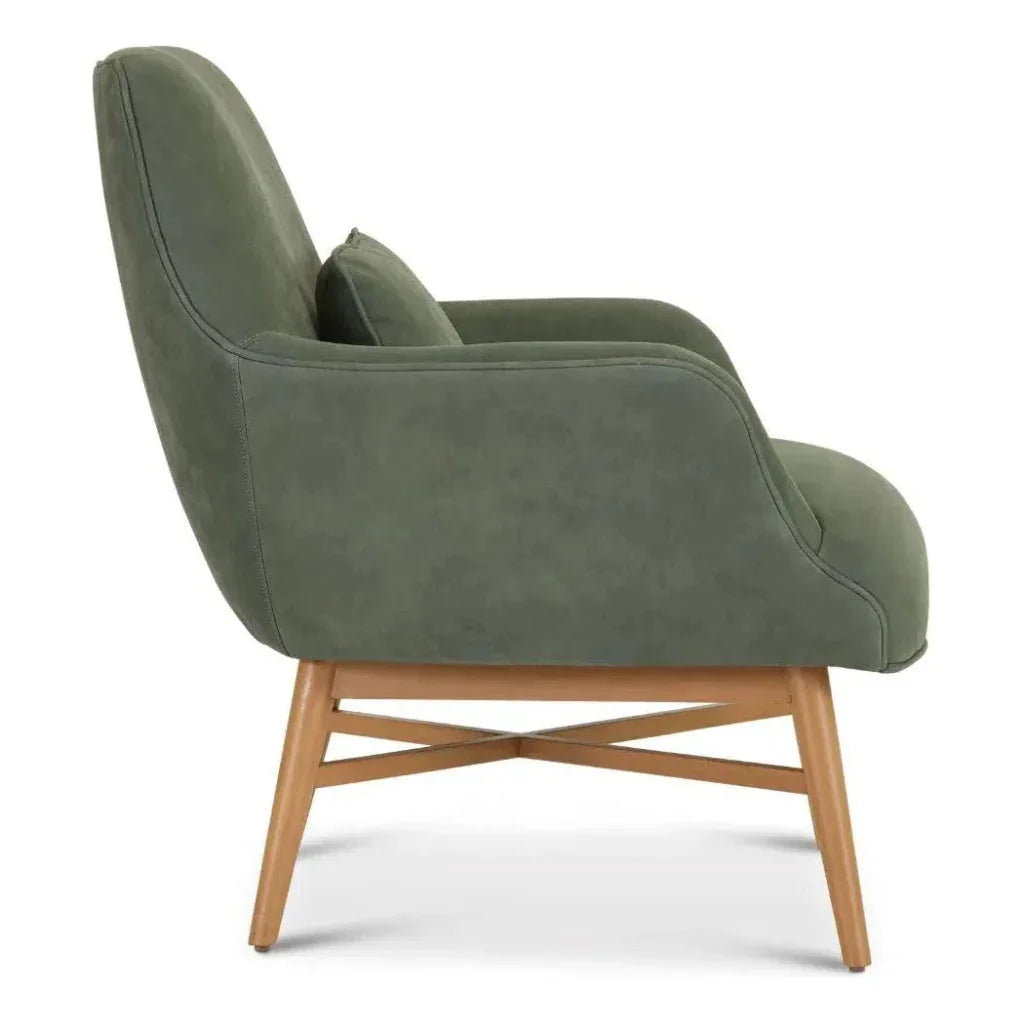 Nubuck Leather Accent Chair Swell For Living Room - LOOMLAN - One For Victory - Accent Chairs