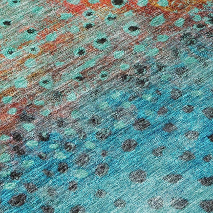 Nuvane Blue Washable Indoor-Outdoor Rug-Outdoor Rugs-LOOMLAN Rugs-LOOMLAN