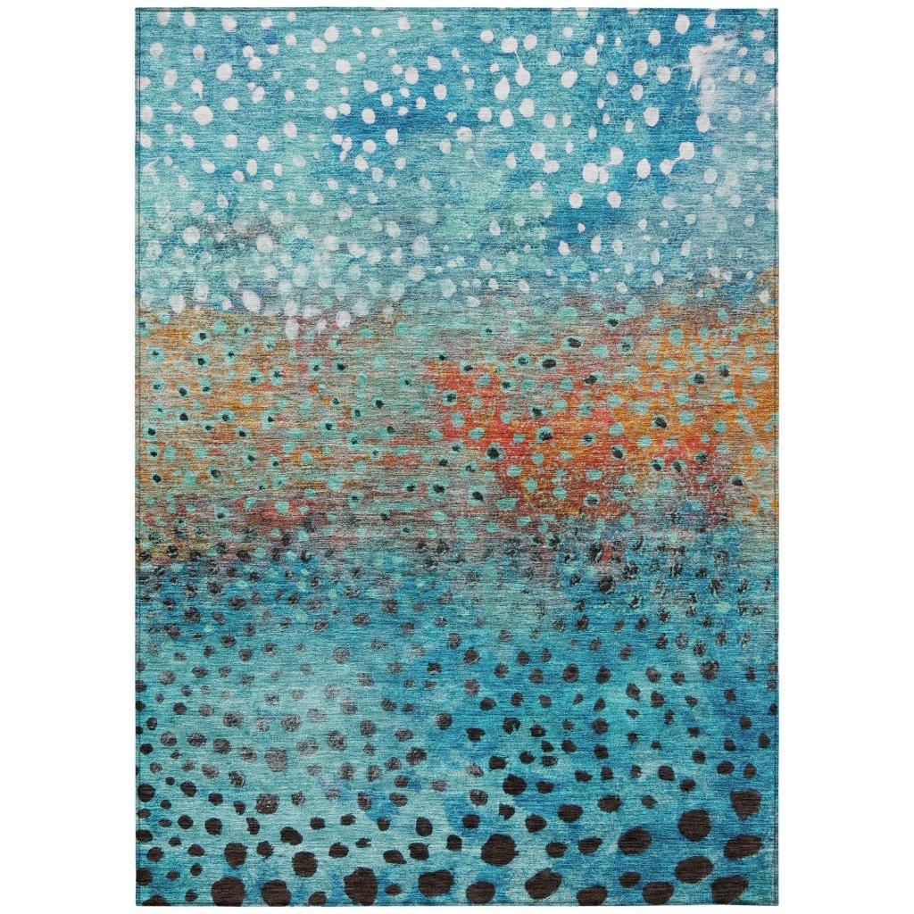 Nuvane Blue Washable Indoor-Outdoor Rug-Outdoor Rugs-LOOMLAN Rugs-2'6" x 3'10"-LOOMLAN