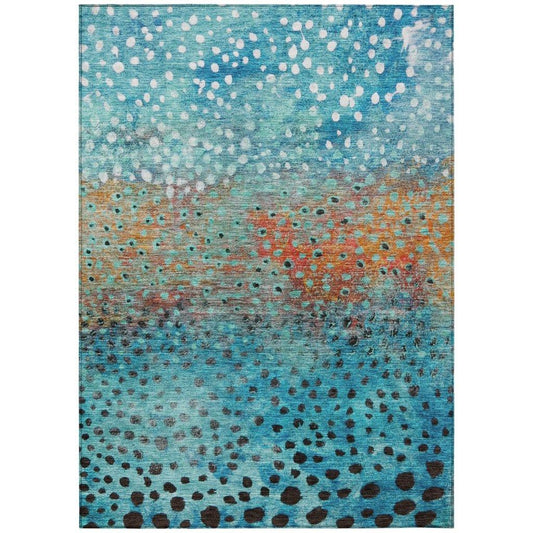 Nuvane Blue Washable Indoor-Outdoor Rug-Outdoor Rugs-LOOMLAN Rugs-2'6" x 3'10"-LOOMLAN