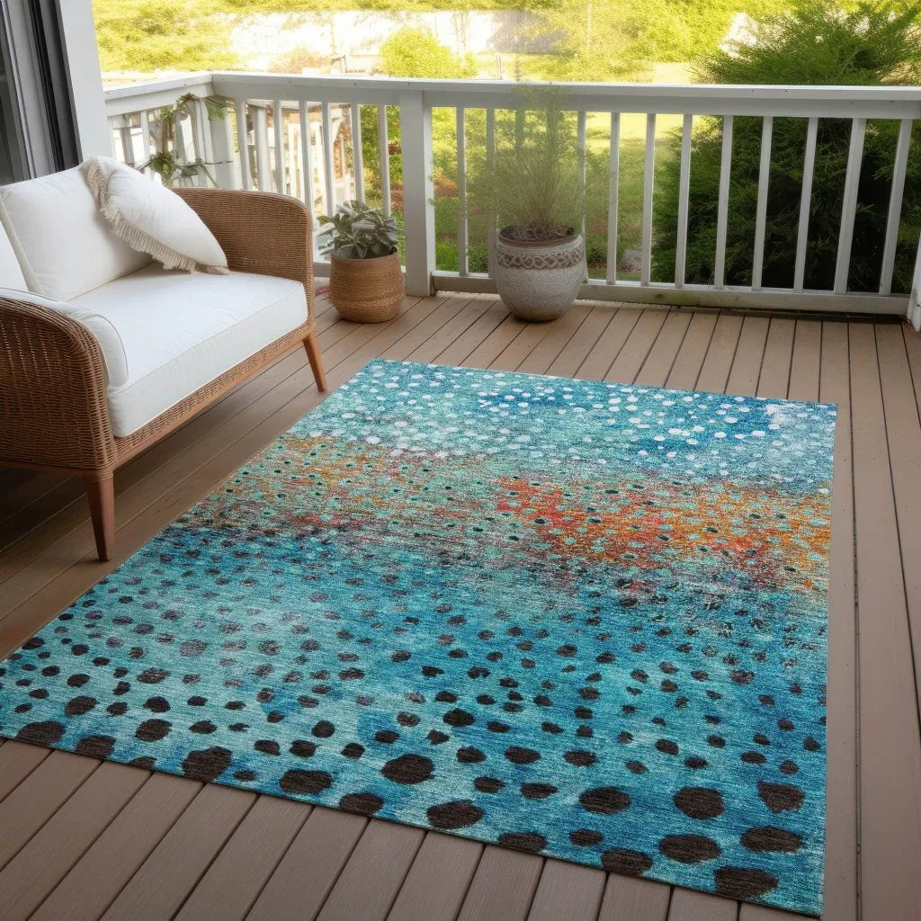 Nuvane Blue Washable Indoor-Outdoor Rug-Outdoor Rugs-LOOMLAN Rugs-LOOMLAN