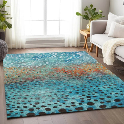 Nuvane Blue Washable Indoor-Outdoor Rug-Outdoor Rugs-LOOMLAN Rugs-LOOMLAN