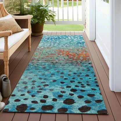 Nuvane Blue Washable Indoor-Outdoor Rug-Outdoor Rugs-LOOMLAN Rugs-LOOMLAN