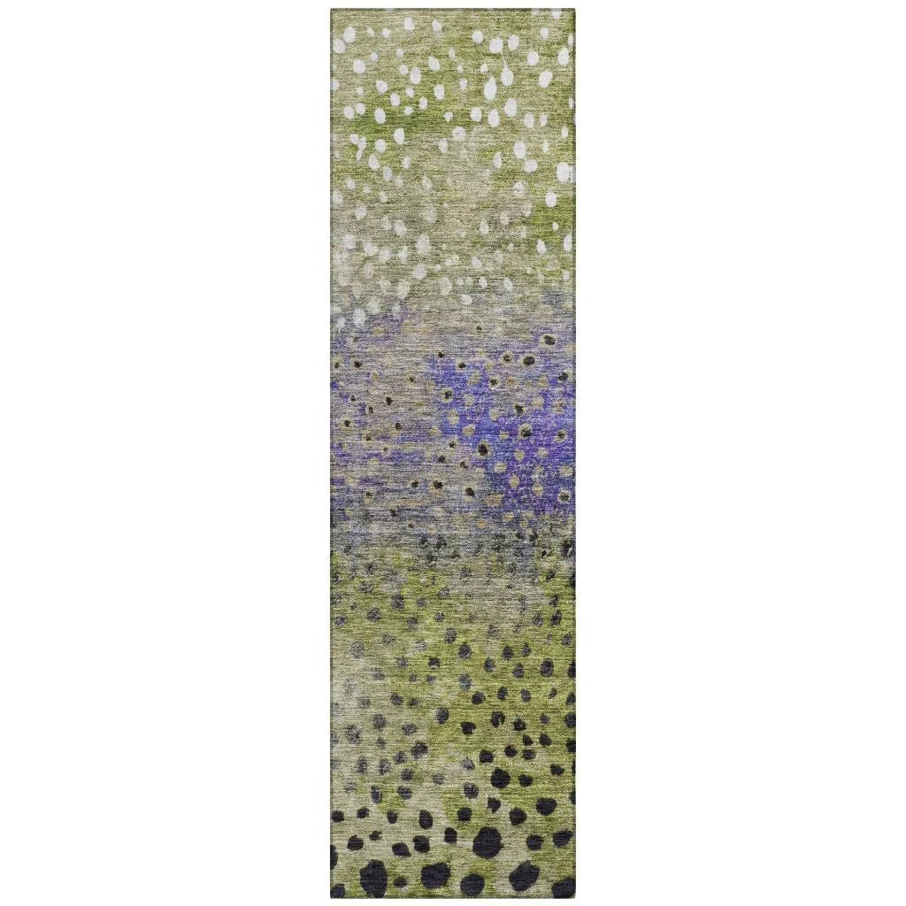 Nuvane Green Washable Indoor-Outdoor Rug-Outdoor Rugs-LOOMLAN Rugs-2'3" x 7'6"-LOOMLAN