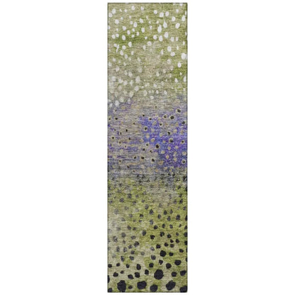 Nuvane Green Washable Indoor-Outdoor Rug-Outdoor Rugs-LOOMLAN Rugs-2'3" x 7'6"-LOOMLAN