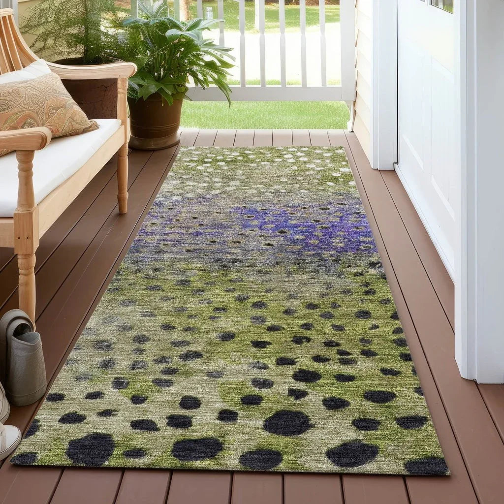 Nuvane Green Washable Indoor-Outdoor Rug-Outdoor Rugs-LOOMLAN Rugs-LOOMLAN