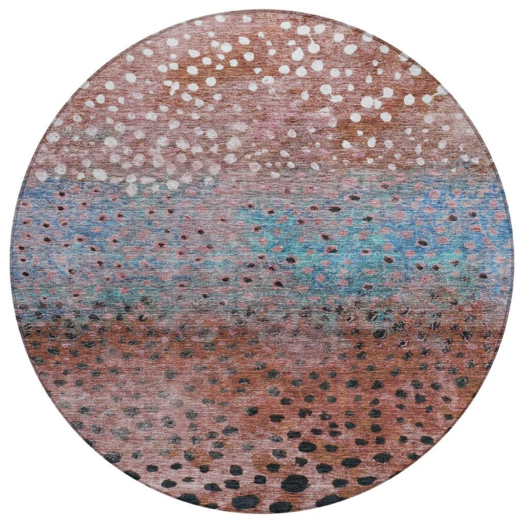 Nuvane Orange Washable Indoor-Outdoor Rug-Outdoor Rugs-LOOMLAN Rugs-8' x 8'-LOOMLAN