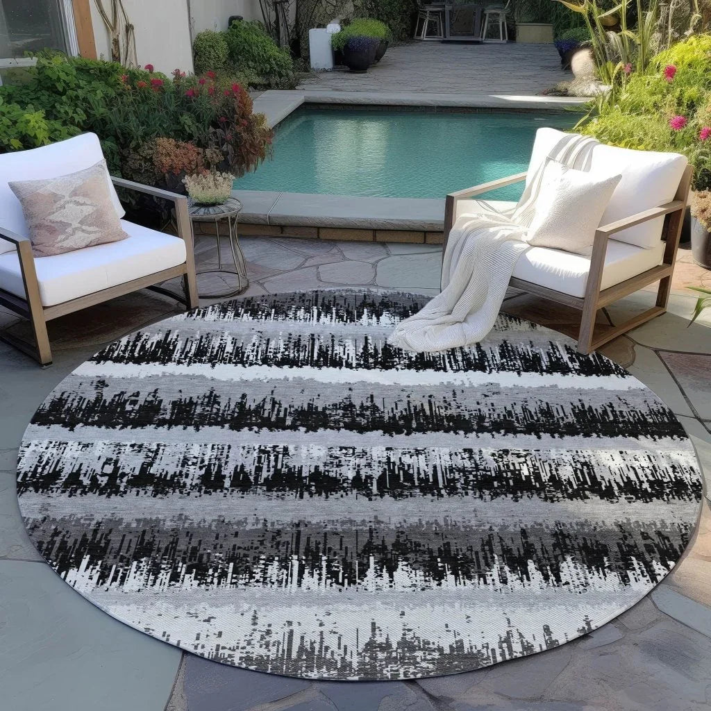 Nyelle Black Washable Indoor-Outdoor Rug-Outdoor Rugs-LOOMLAN Rugs-LOOMLAN