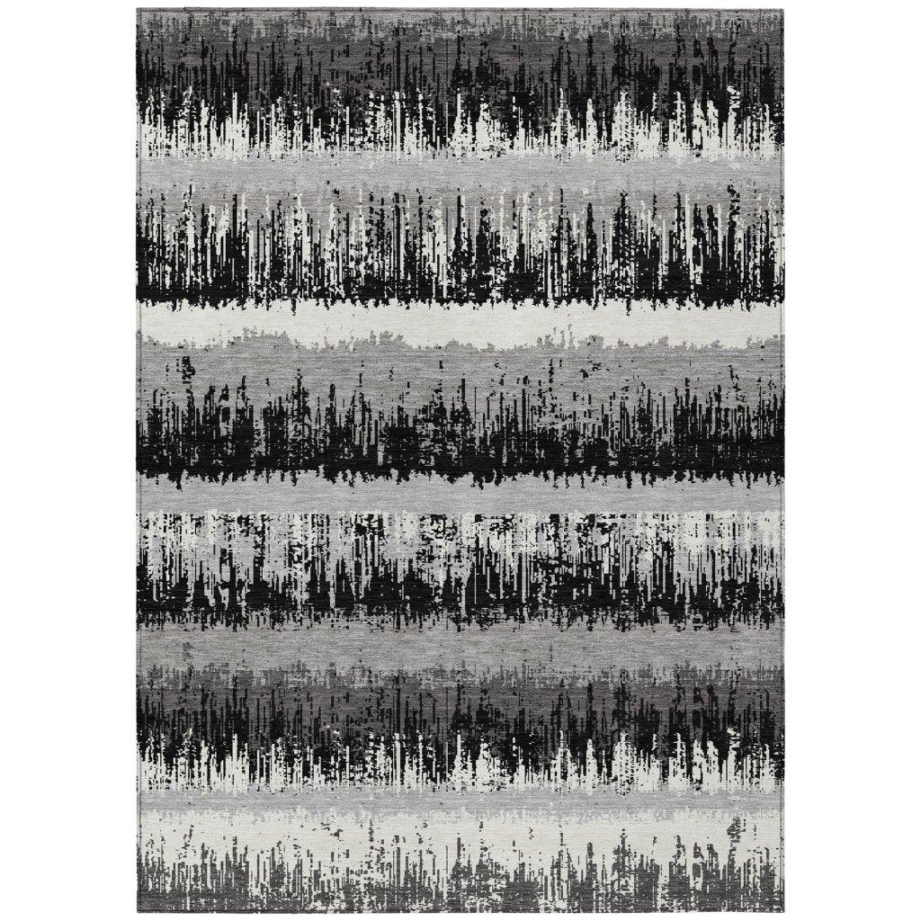 Nyelle Black Washable Indoor-Outdoor Rug-Outdoor Rugs-LOOMLAN Rugs-2'6" x 3'10"-LOOMLAN