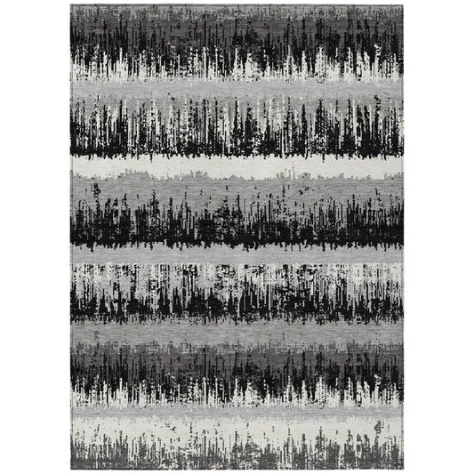 Nyelle Black Washable Indoor-Outdoor Rug-Outdoor Rugs-LOOMLAN Rugs-2'6" x 3'10"-LOOMLAN