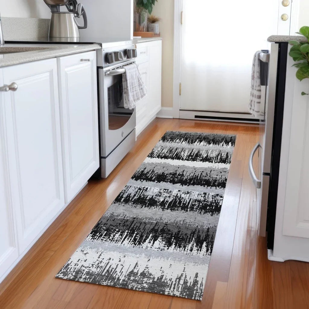 Nyelle Black Washable Indoor-Outdoor Rug-Outdoor Rugs-LOOMLAN Rugs-LOOMLAN