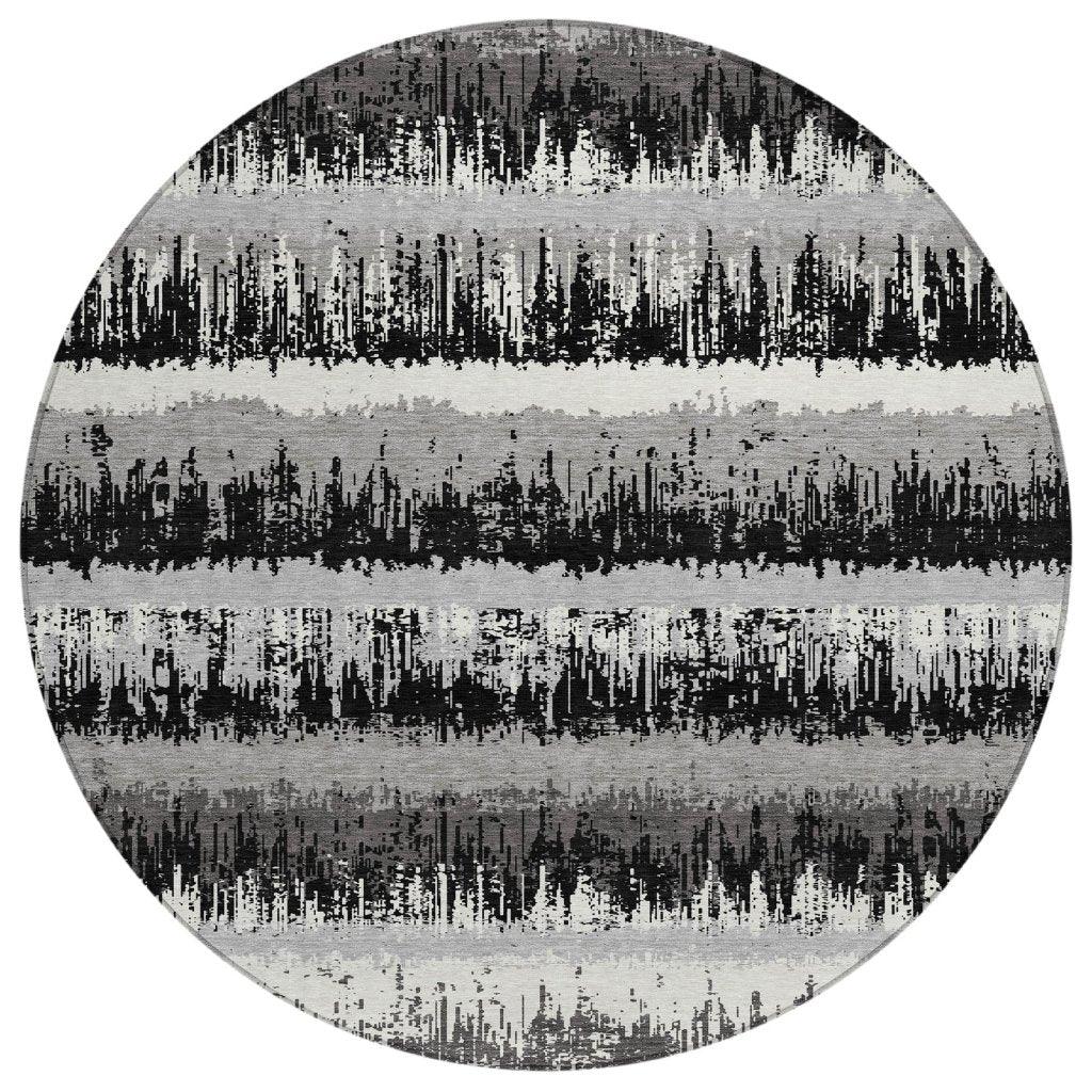 Nyelle Black Washable Indoor-Outdoor Rug-Outdoor Rugs-LOOMLAN Rugs-8' x 8'-LOOMLAN