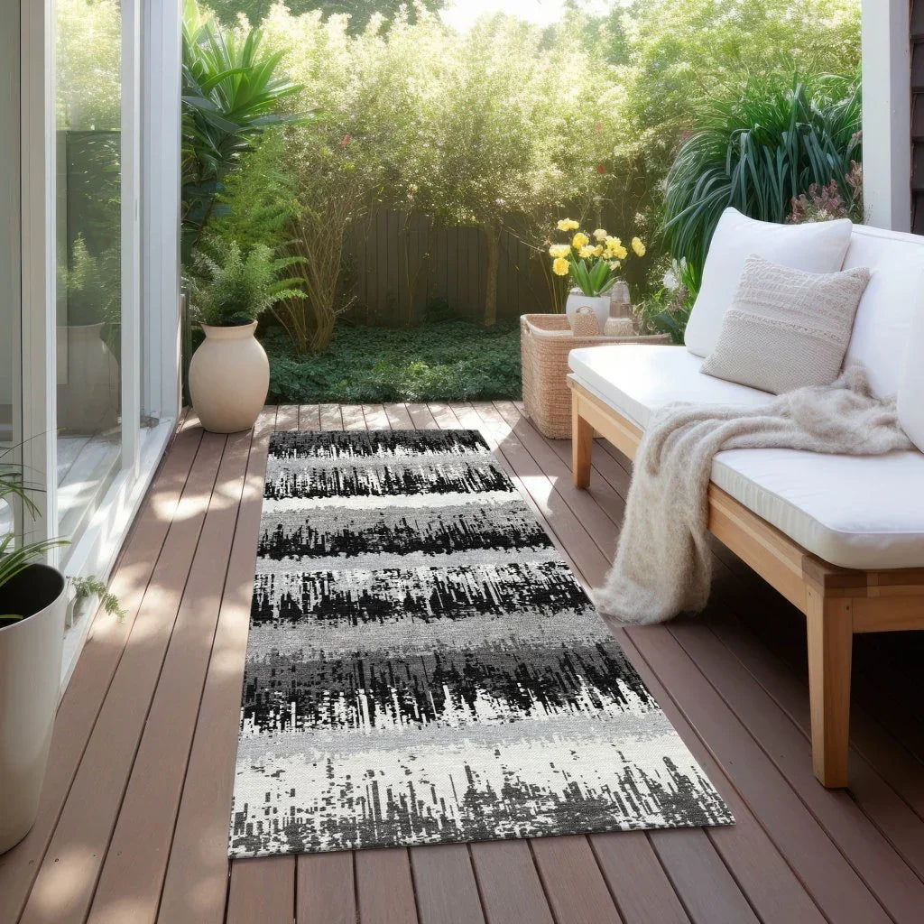 Nyelle Black Washable Indoor-Outdoor Rug-Outdoor Rugs-LOOMLAN Rugs-LOOMLAN