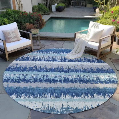 Nyelle Blue Washable Indoor-Outdoor Rug-Outdoor Rugs-LOOMLAN Rugs-LOOMLAN