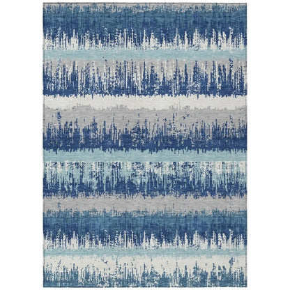 Nyelle Blue Washable Indoor-Outdoor Rug-Outdoor Rugs-LOOMLAN Rugs-2'6" x 3'10"-LOOMLAN