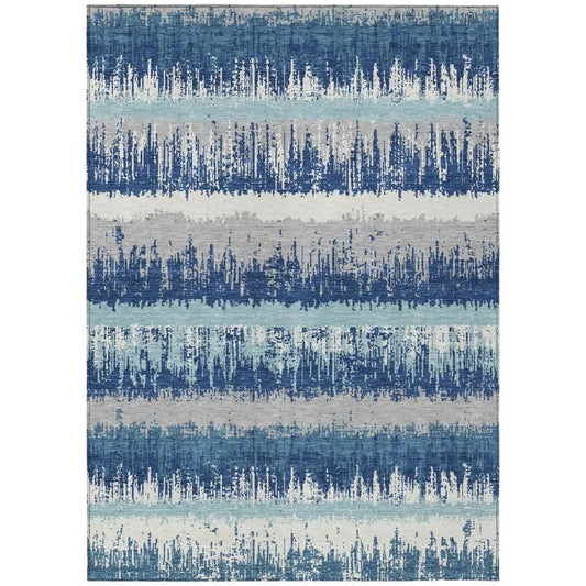 Nyelle Blue Washable Indoor-Outdoor Rug-Outdoor Rugs-LOOMLAN Rugs-2'6" x 3'10"-LOOMLAN
