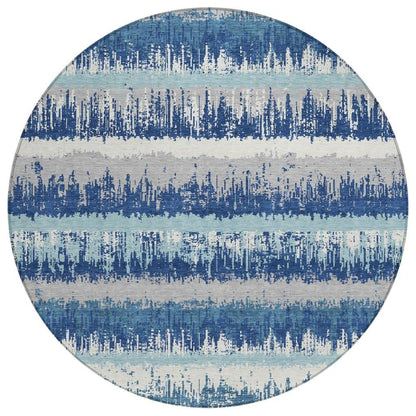 Nyelle Blue Washable Indoor-Outdoor Rug-Outdoor Rugs-LOOMLAN Rugs-8' x 8'-LOOMLAN