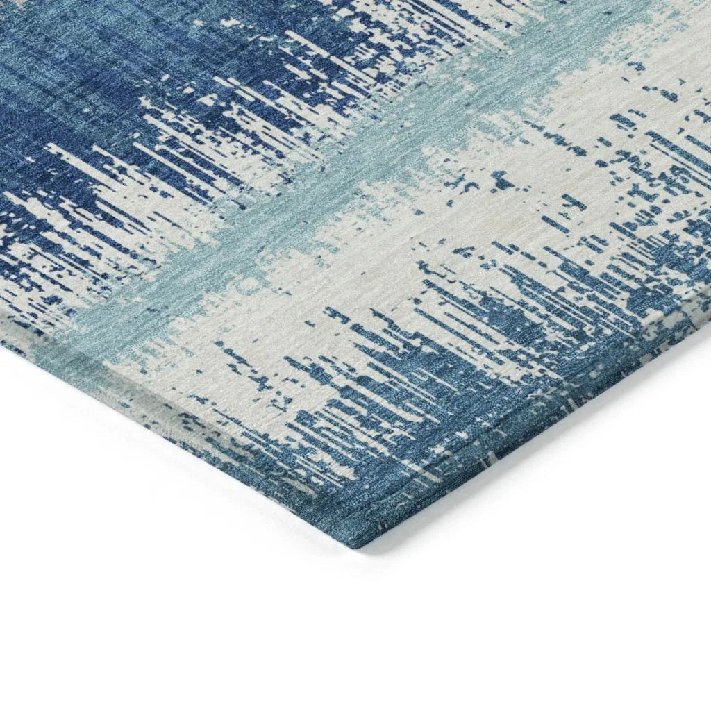 Nyelle Blue Washable Indoor-Outdoor Rug-Outdoor Rugs-LOOMLAN Rugs-LOOMLAN