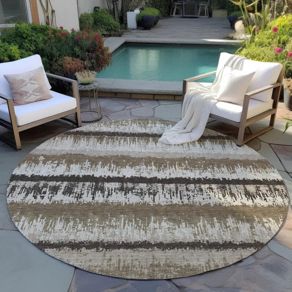 Nyelle Brown Washable Indoor-Outdoor Rug-Outdoor Rugs-LOOMLAN Rugs-LOOMLAN